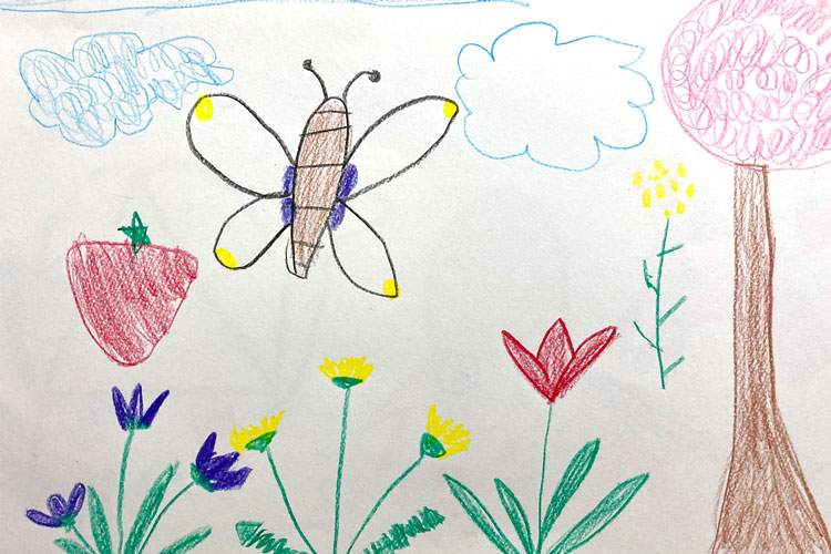 生徒の作品「春の絵を描きましょう」